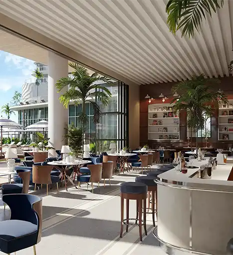 Ciprani Residences Miami Amenities - private restaurant near the pool